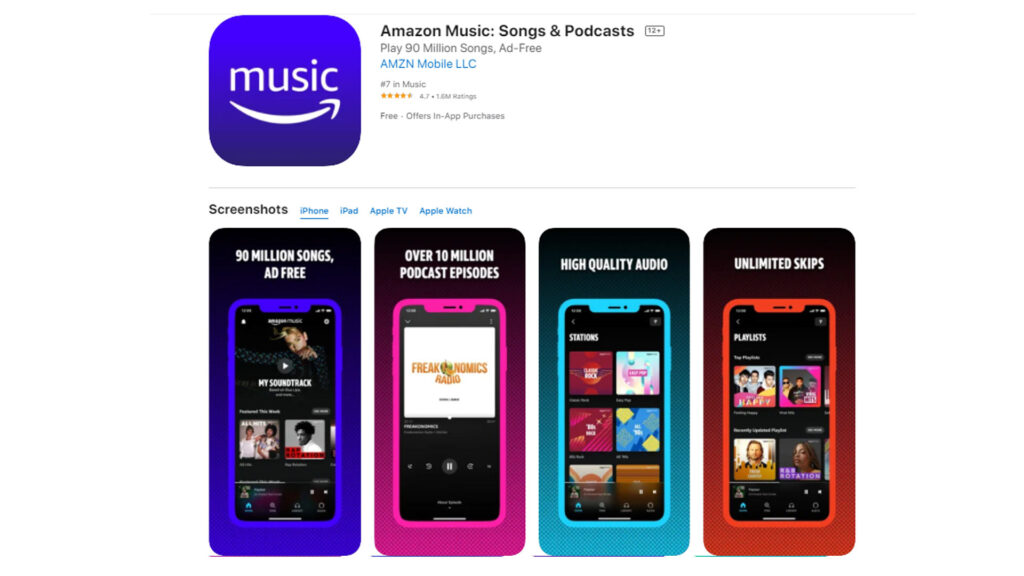 Amazon Music app for iPhone