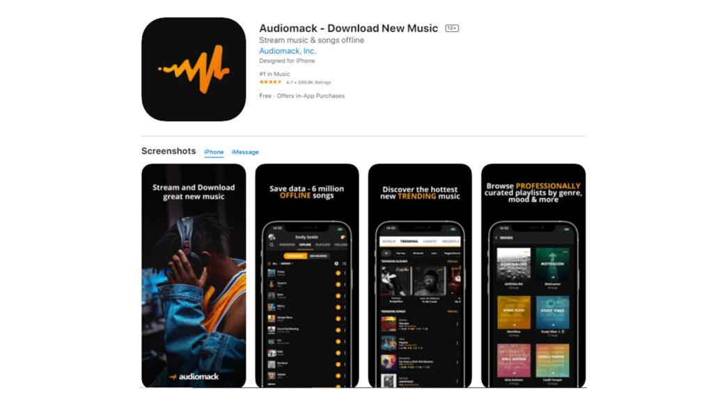 Audiomack app for iPhone