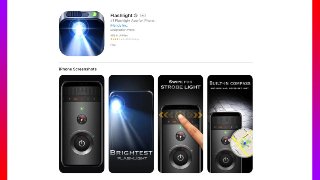 Flashlight Ⓞ app for iPhone