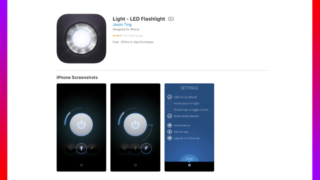Light - LED Flashlight app for iPhone