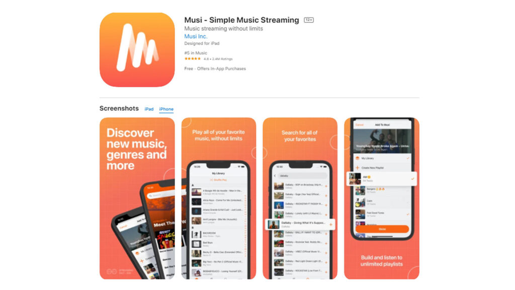 Musi - Simple Music Streaming app for iPhone