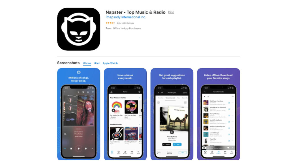 Napster app for iPhone
