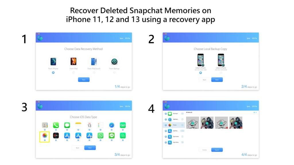 How to Recover Deleted Snapchat Memories On iPhone 11, 12 and 13 using a recovery app