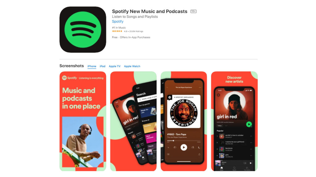 Spotify app for iPhone