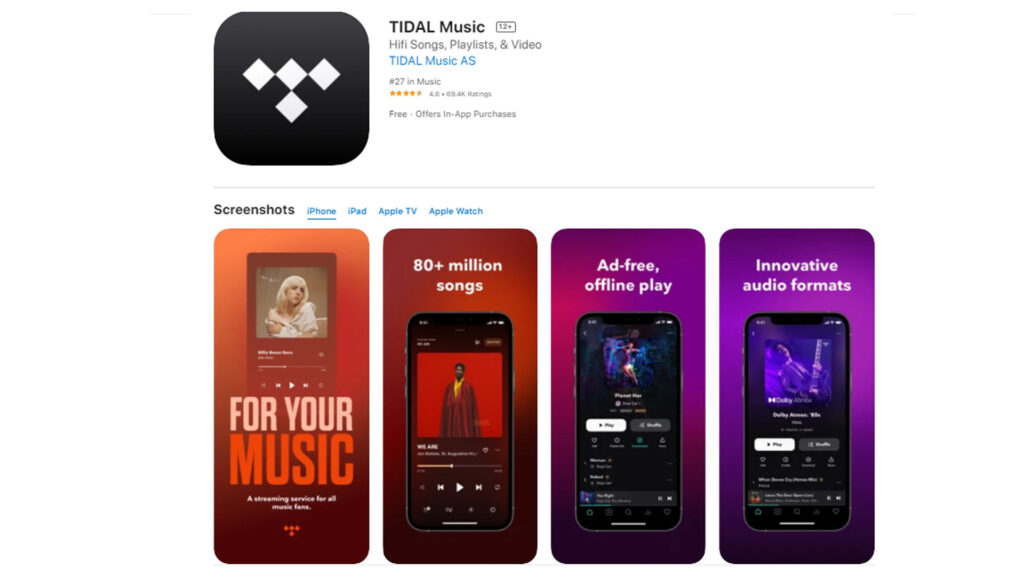 Tidal app for iPhone