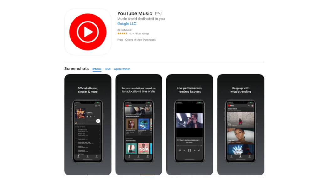 YouTube Music app for iPhone