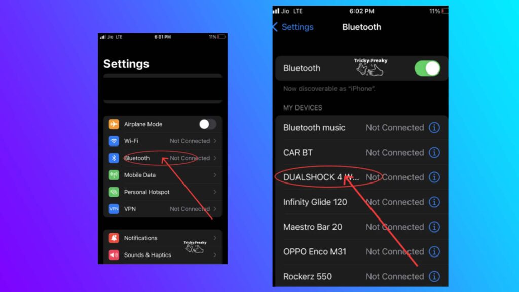Image showing where to find PS5 controller on your iPhone