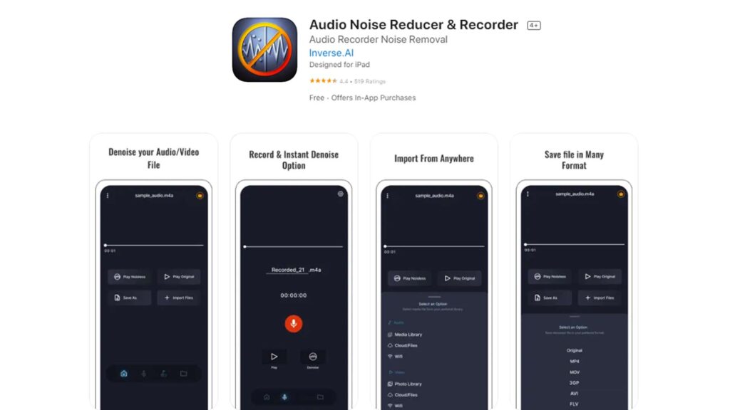 Audio Noise Reducer & Recorder app for iPhone