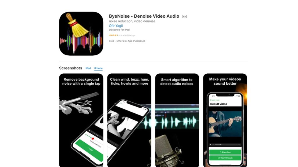 ByeNoise – Denoise Video Audio app for iPhone