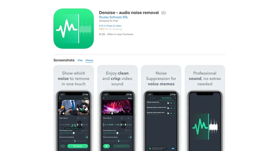 Denoise - audio noise removal app for iPhone