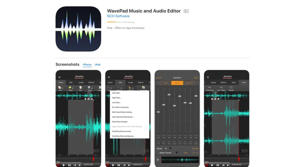 WavePad Music and Audio Editor app for iPhone