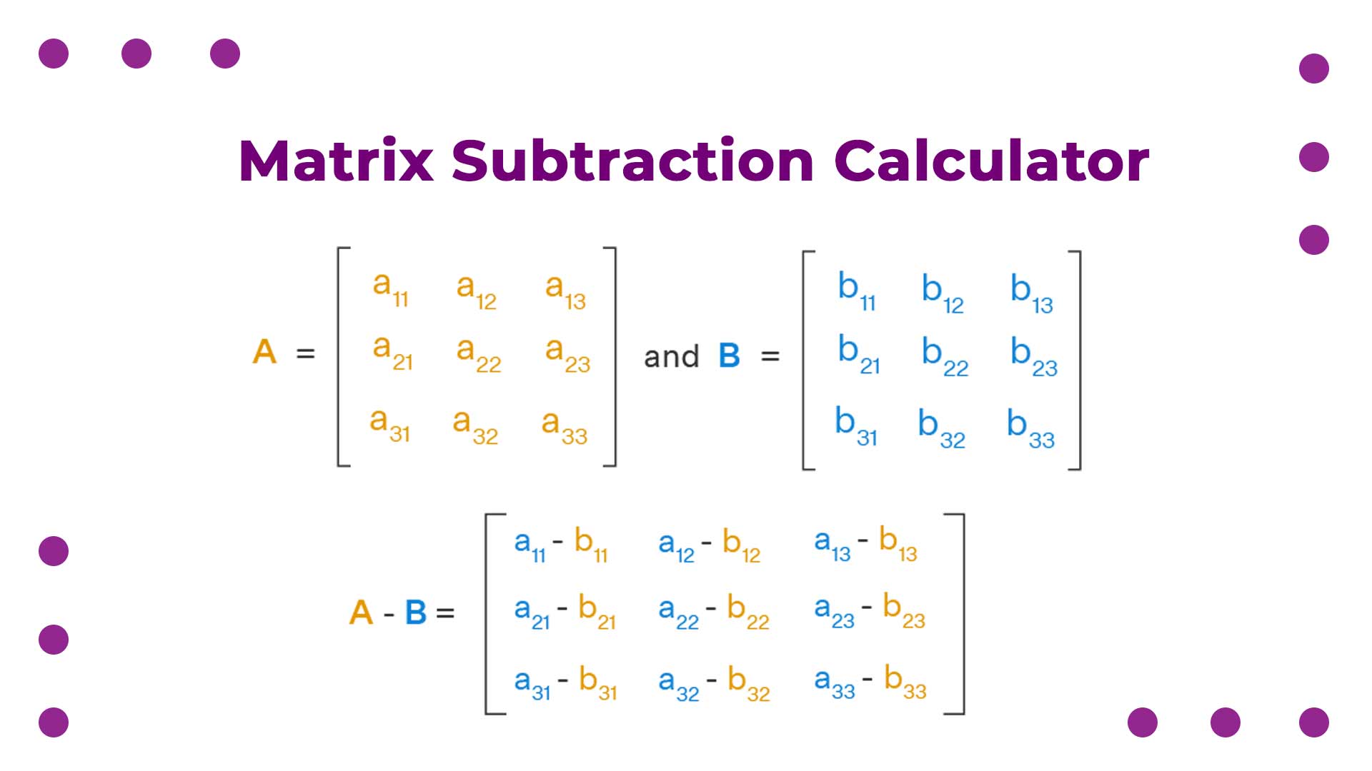 Matrix Subtraction Calculator